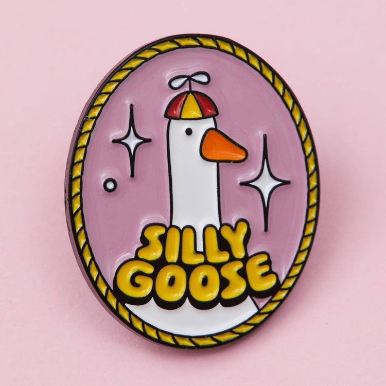 Silly Goose Oval Enamel Pin