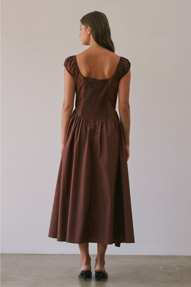 Poplin Tie Front Bow Midi Dress
