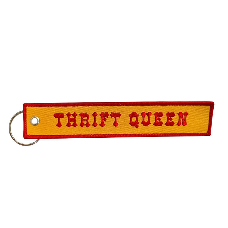 Thrift Queen Embroidered Keychain