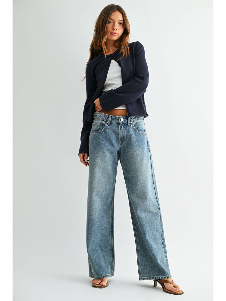 Non Stretch Baggy Wide Leg Denim Jeans