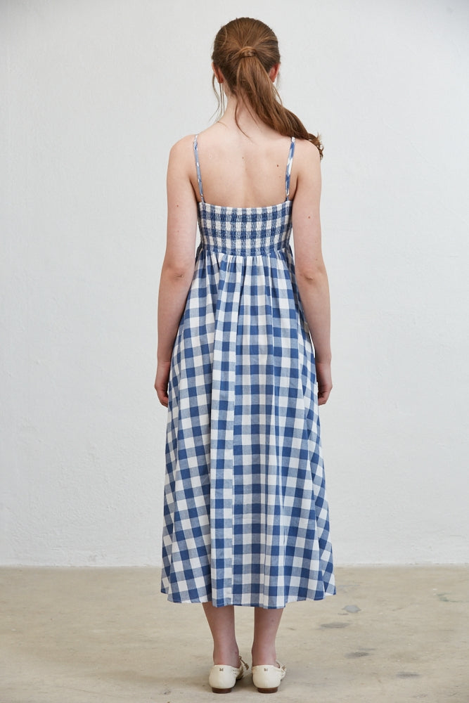 Misha Check Tie Front Checked Midi Dress