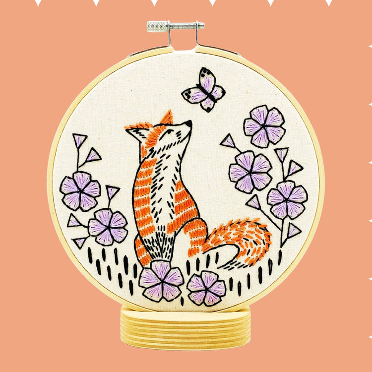 Fox in Phlox Complete Embroidery Kit