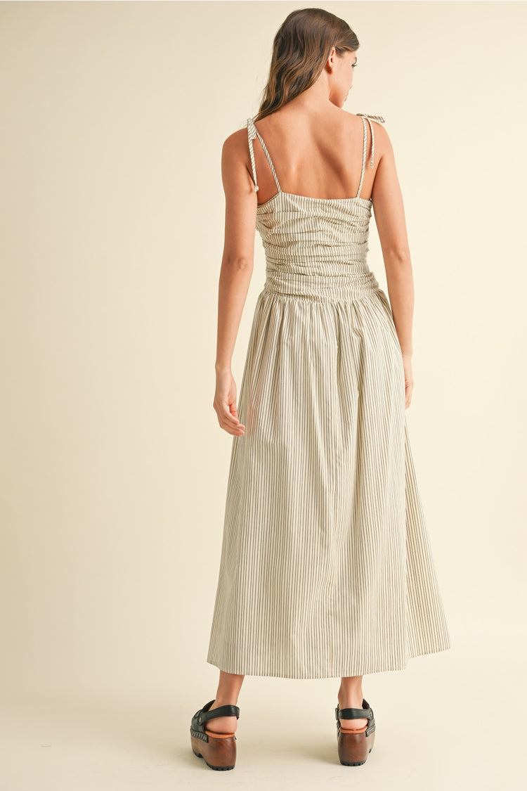 Striped Woven Midi Dress