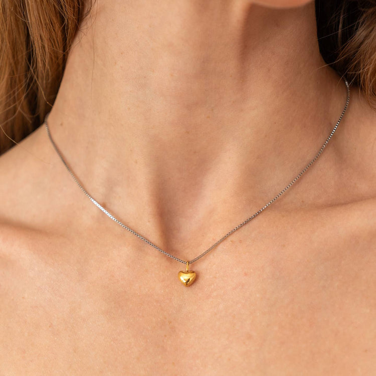 Waterproof Dainty Two-Tone Heart Necklace