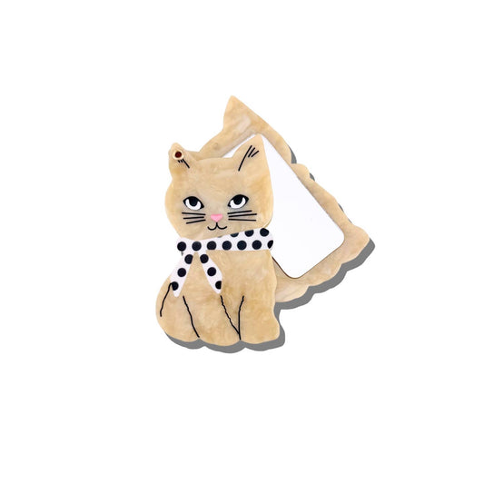 Hand-Painted Scarf Kitten Compact Mirror