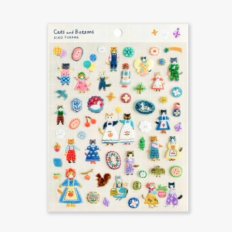 Cats and Buttons Clear Sticker Sheet