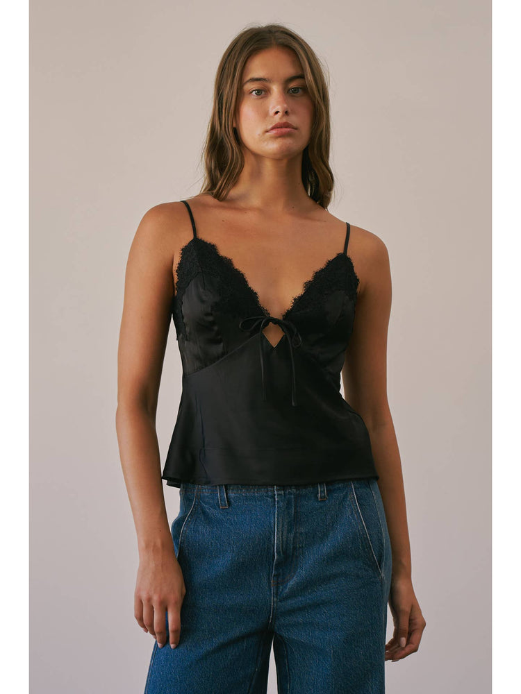 Polka Dot Satin Reversible Lace Cami Top