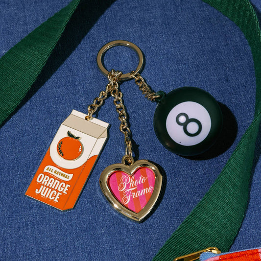 Orange Juice & Eight Ball Fidget Keychain