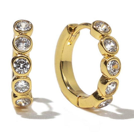 18K Gold Round Brilliant Huggies