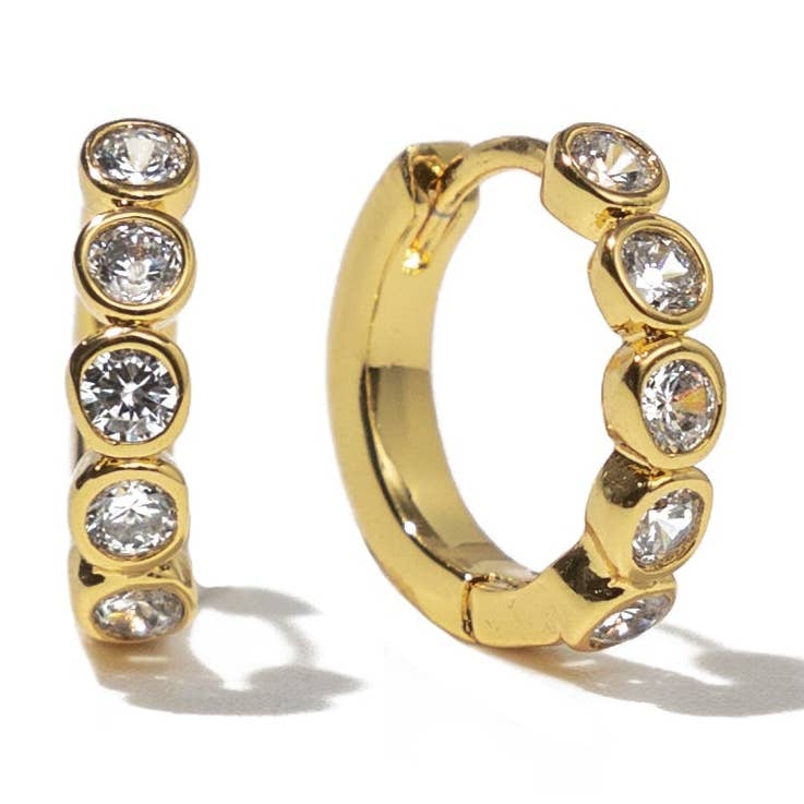18K Gold Round Brilliant Huggies