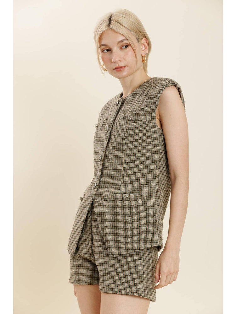 Tweed Button Up Vest
