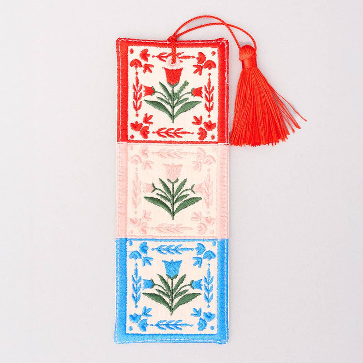 Folk Floral Embroidered Bookmark