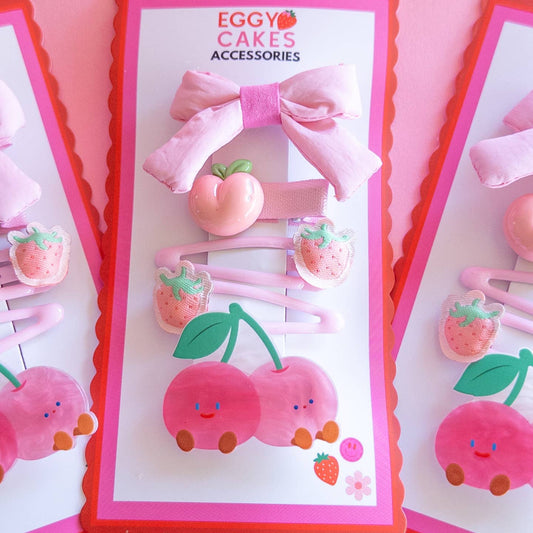 Twin Cherries Puffy Bow Set