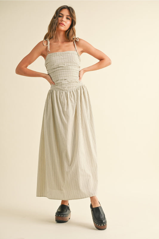Striped Woven Midi Dress