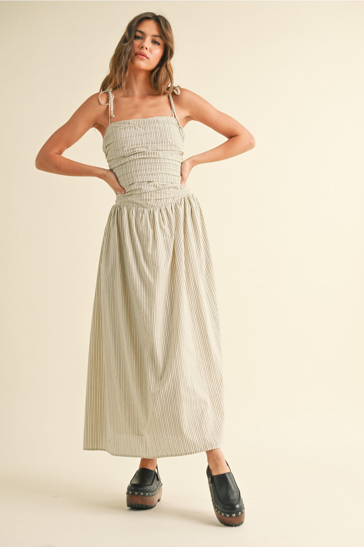 Striped Woven Midi Dress