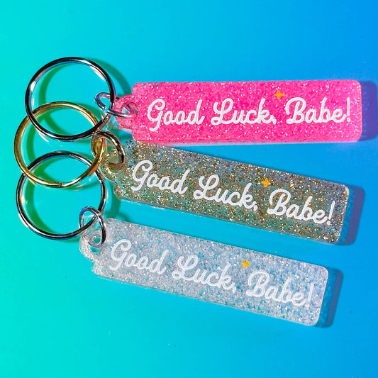 Good Luck Babe! Glitter Keychain in GOLD