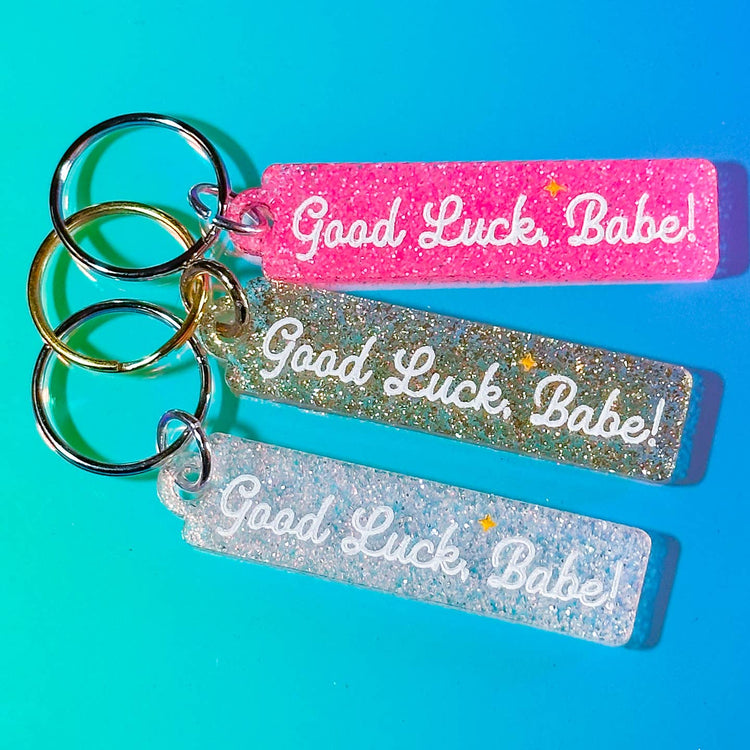 Good Luck Babe! Glitter Keychain in GOLD