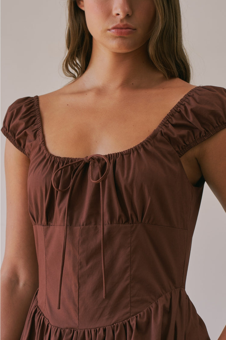 Poplin Tie Front Bow Midi Dress