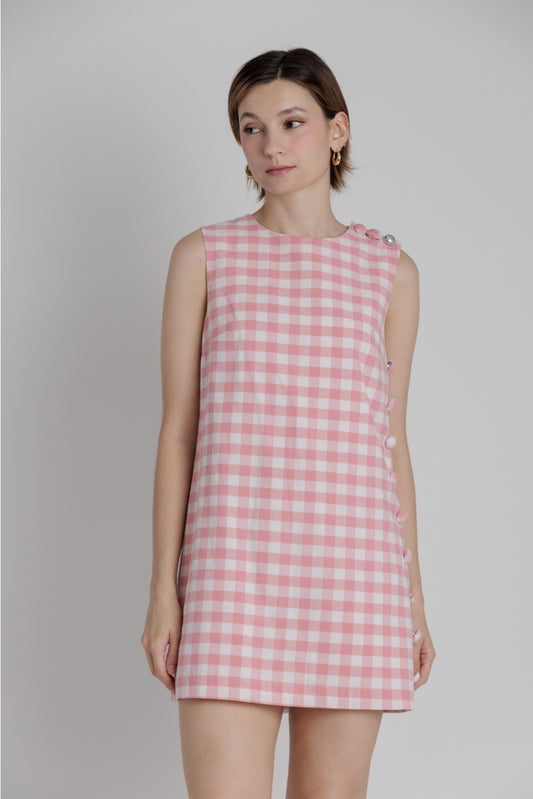 Pink Gingham Mini Dress