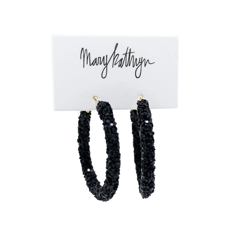 Mary Kathryn Black Glitter Hoop Earrings