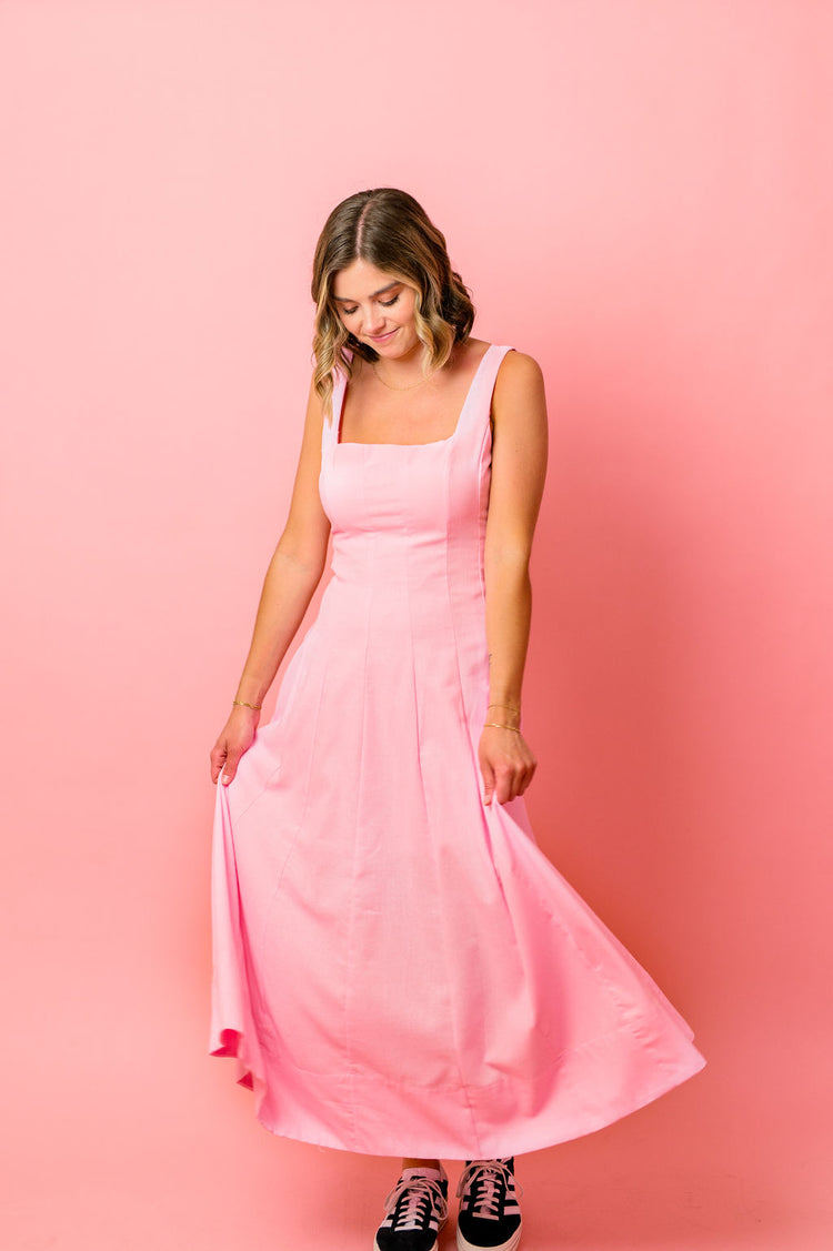 Linen Pink Midi Dress