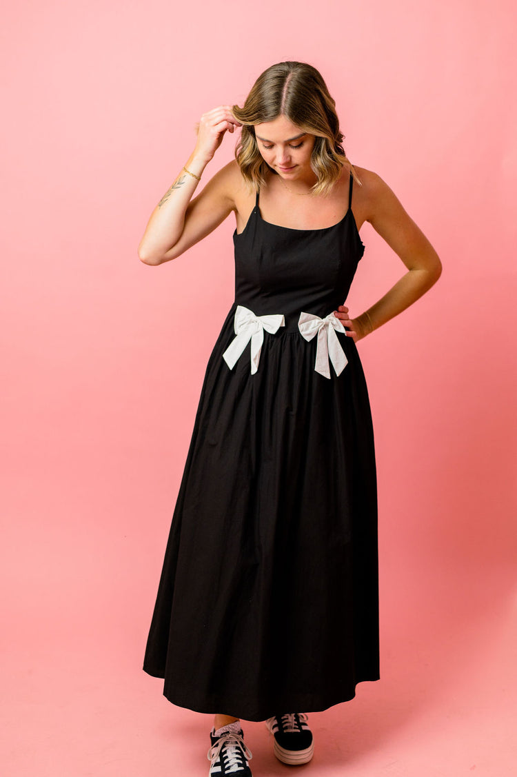 Black Dress with White Bows