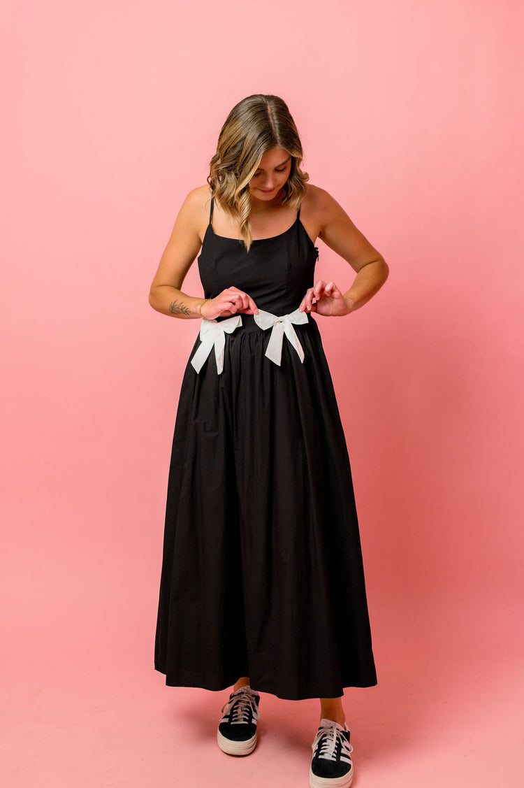 Black Dress with White Bows