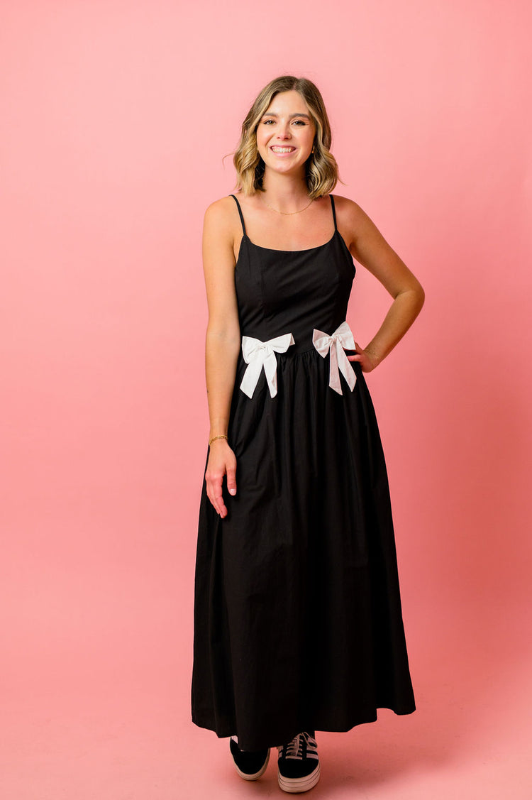 Black Dress with White Bows