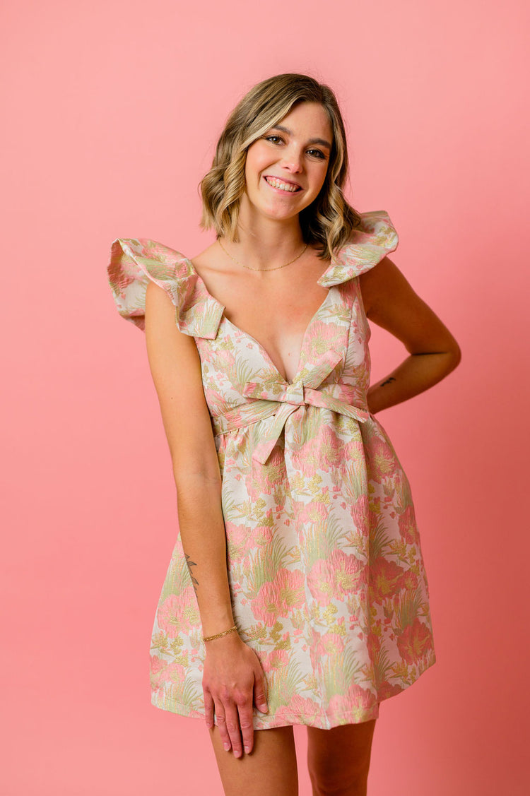 Lime and Pink Floral Dress