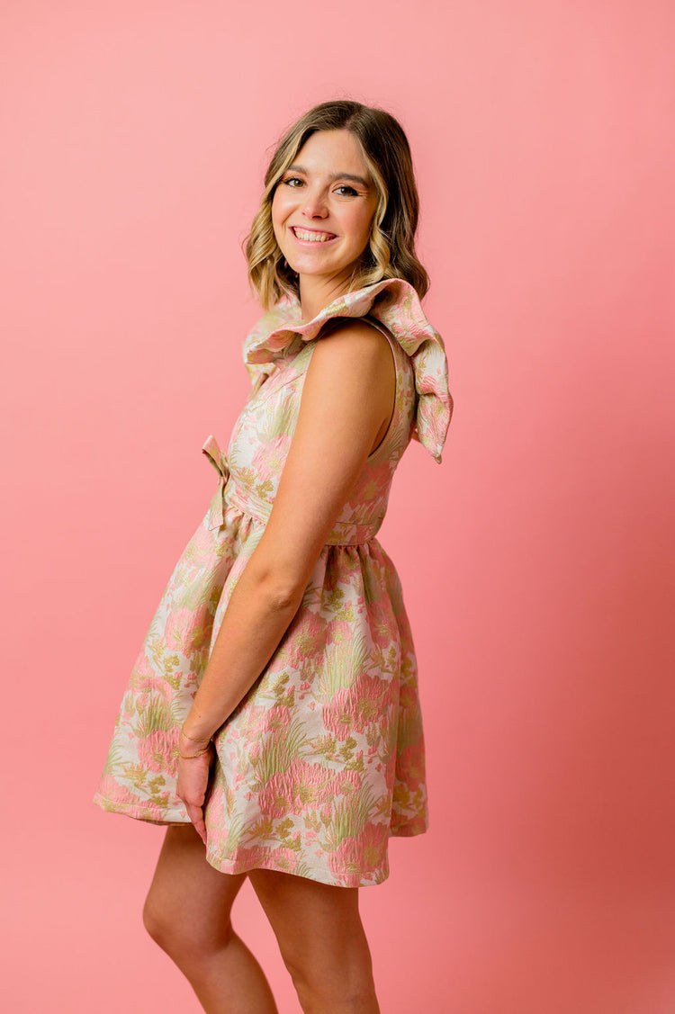 Lime and Pink Floral Dress