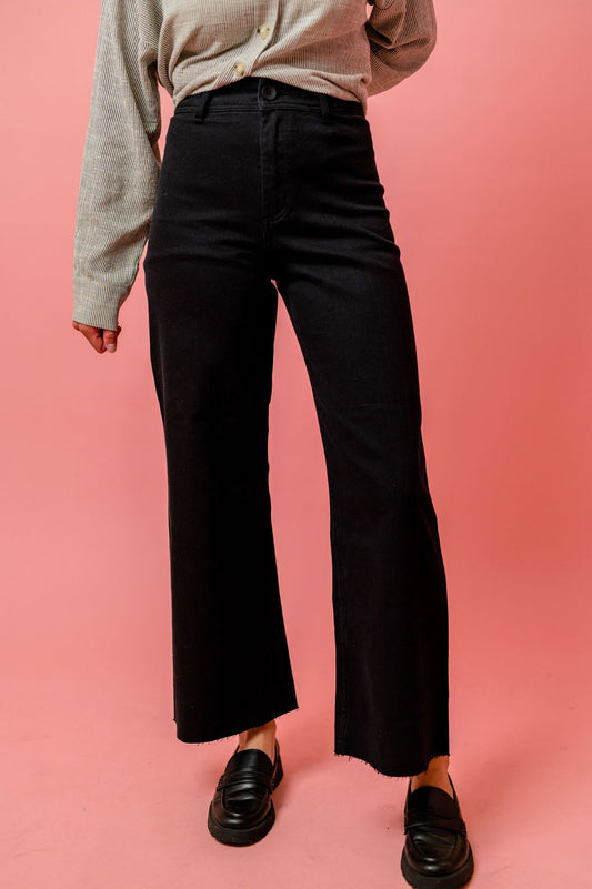 Faded Black Wide Leg Denim Pants