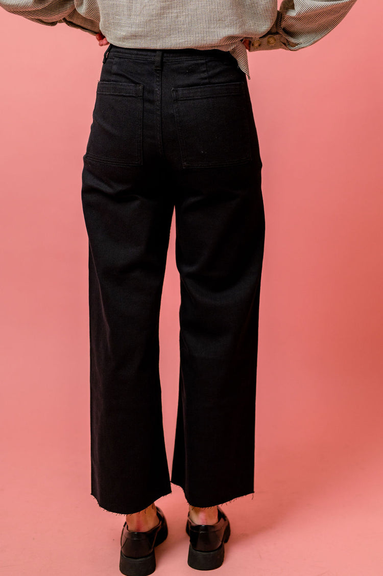 Faded Black Wide Leg Denim Pants