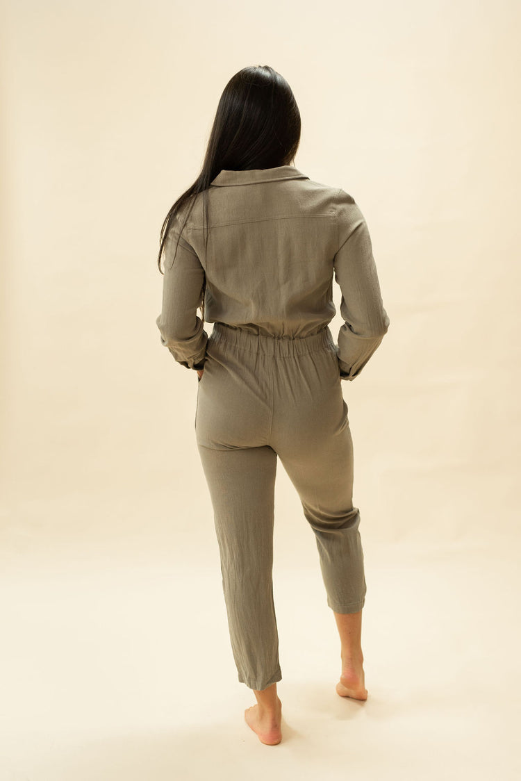 Woven Straight Cut Pocket Jumpsuit