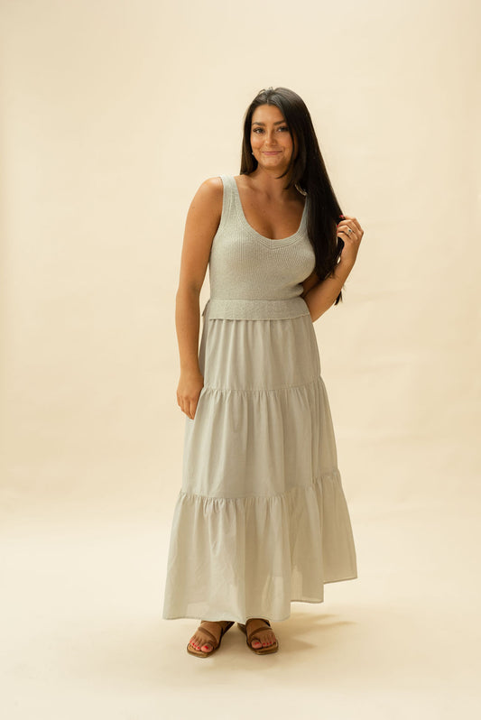Knit Top Tiered Midi Dress