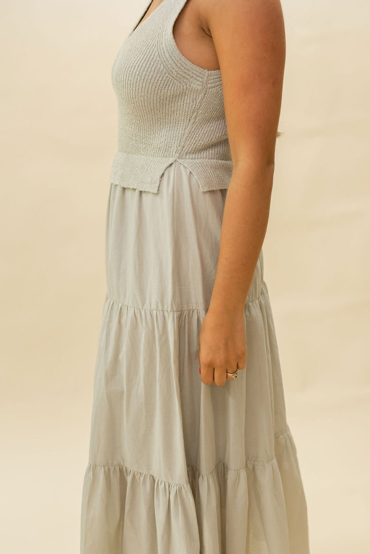 Knit Top Tiered Midi Dress