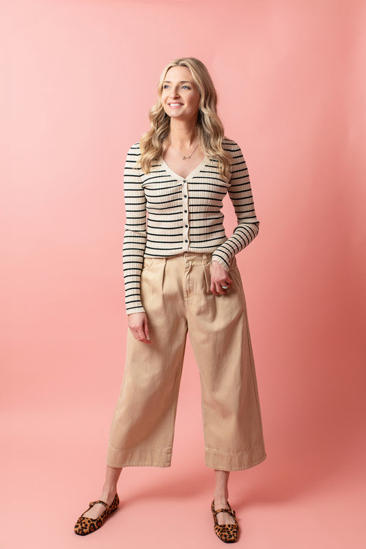 Loose Fit Denim Pants in Ecru