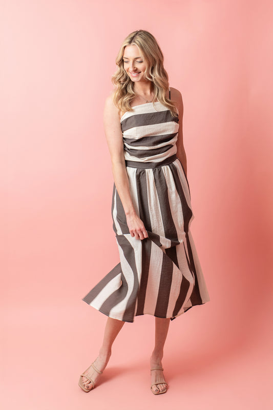 Vertical Striped Maxi Skirt