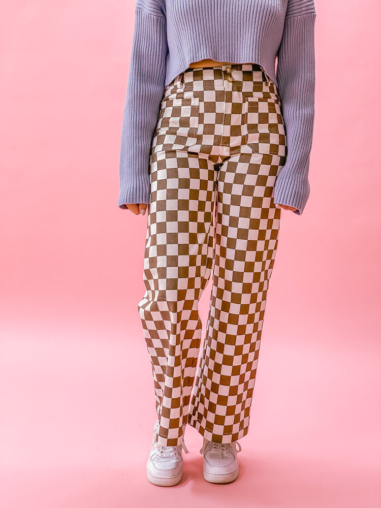 Demi Checkered Pants in Cinnamon