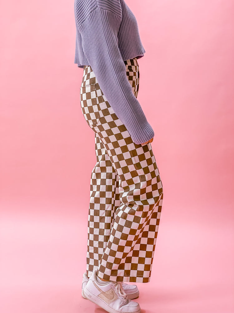 Demi Checkered Pants in Cinnamon