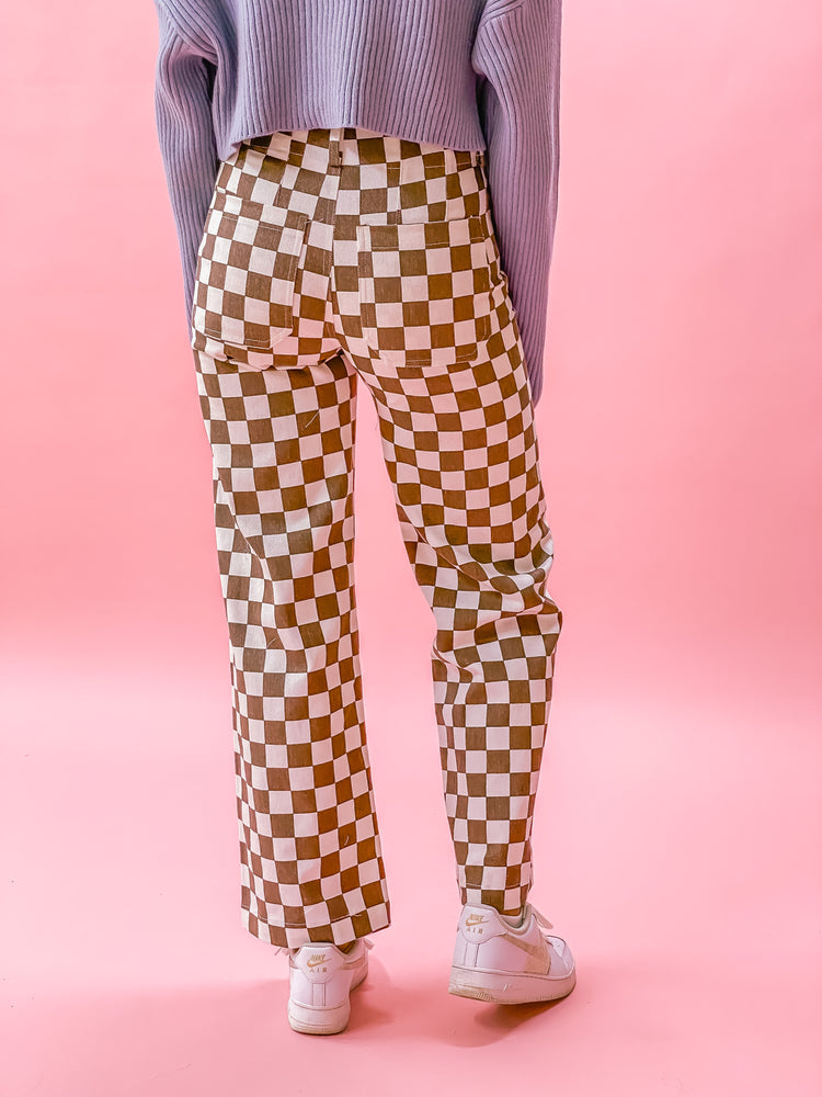 Demi Checkered Pants in Cinnamon