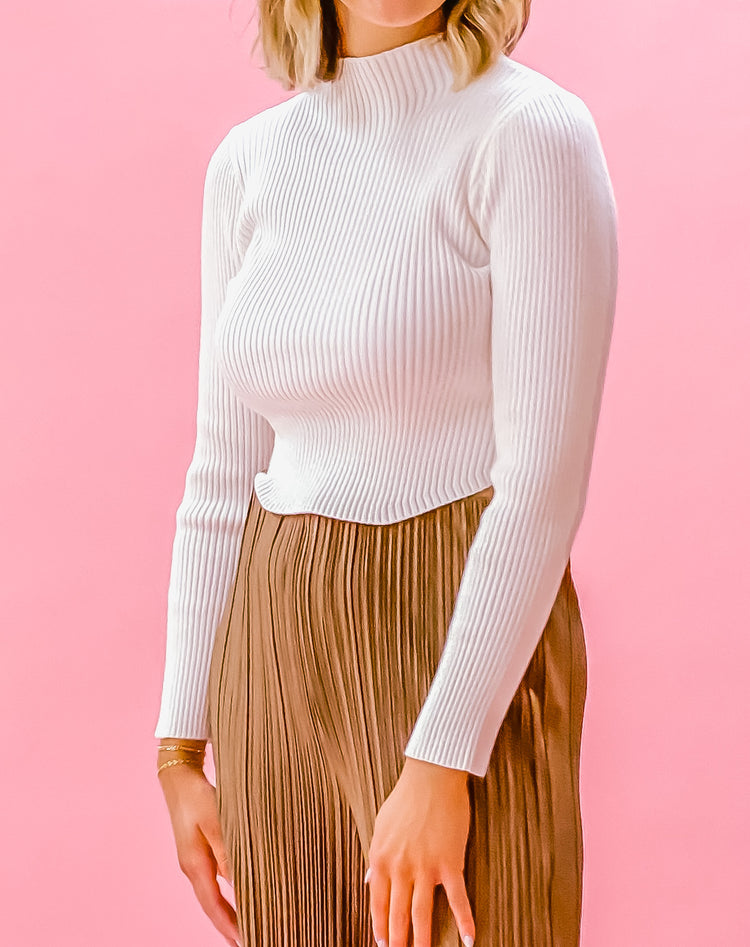 Cream Ribbed Sweater