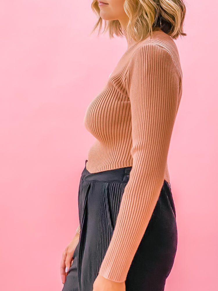 Rose Ribbed Sweater