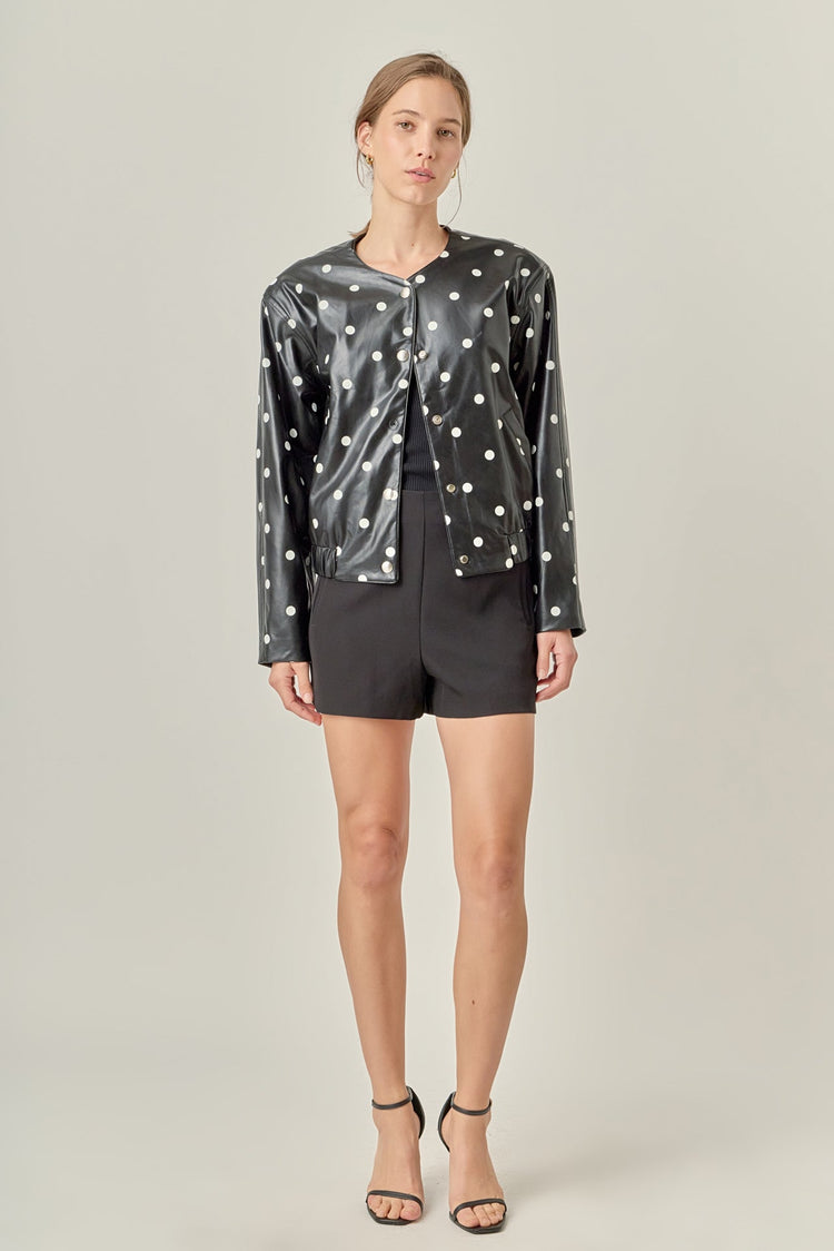 Polka Dot Faux Leather Jacket