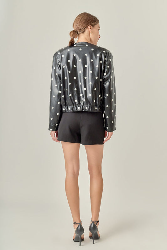 Polka Dot Faux Leather Jacket