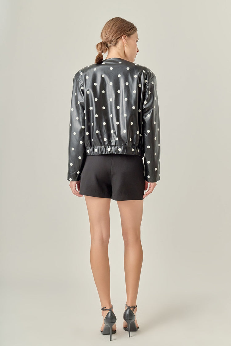 Polka Dot Faux Leather Jacket