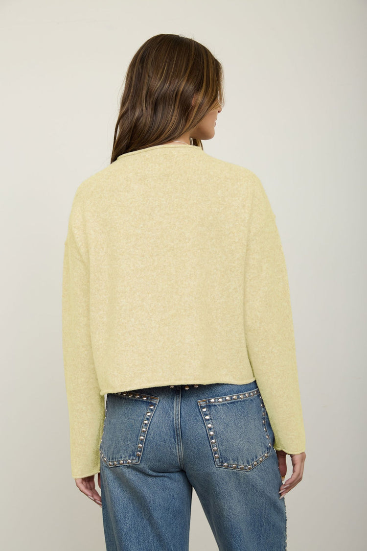 Raw Edge Mock Neck Button Down