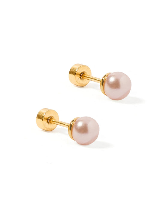 Payton Pink Pearl Flatback Stud Earrings