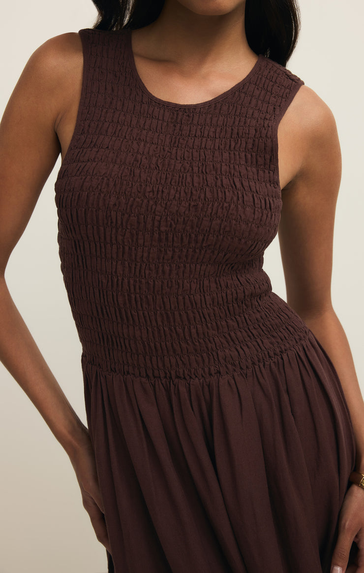 Z Supply Juniper Linen Maxi Dress in Chocolate Cherry