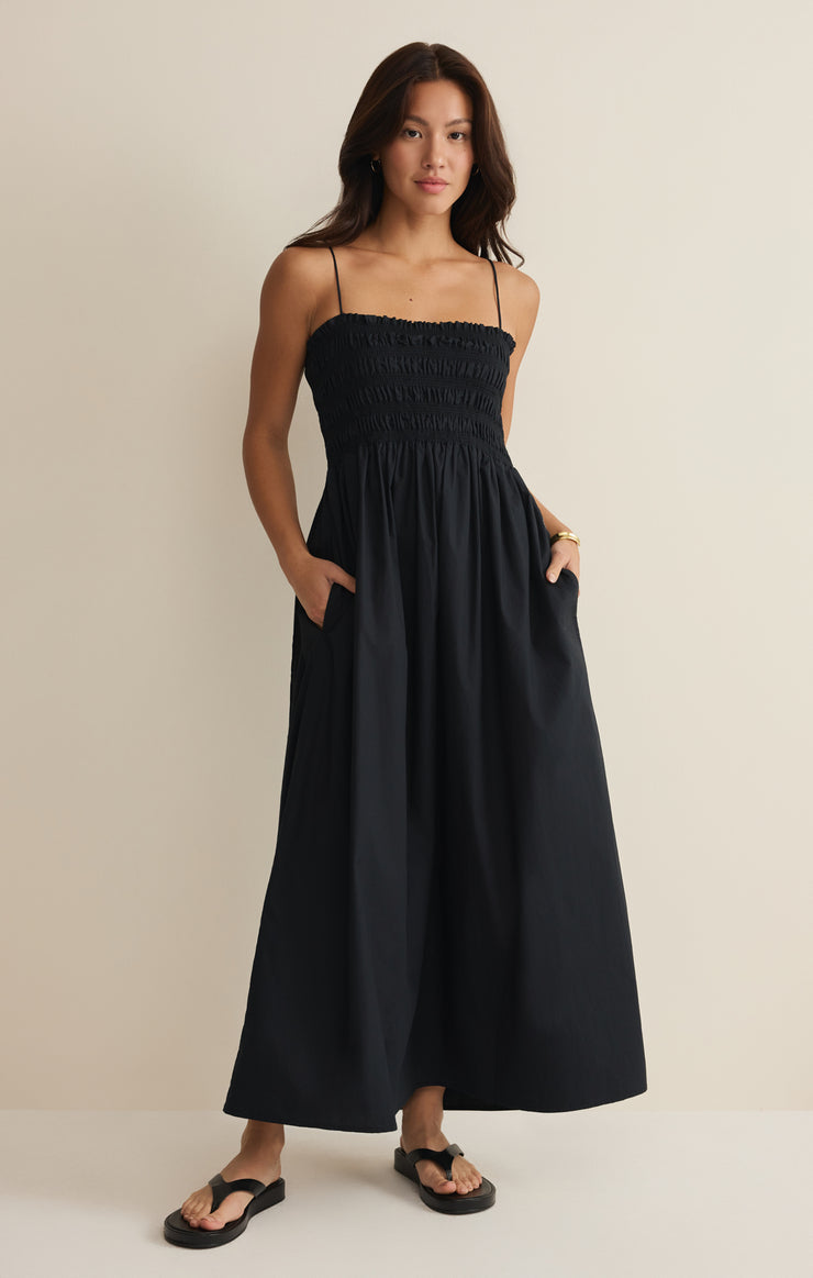 Z Supply Cornelia Poplin Maxi Dress in Black