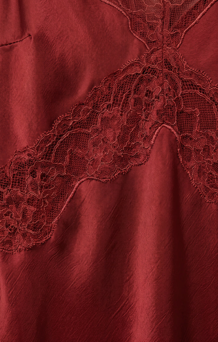 Z Supply Bruna Lace Inset Midi Dress in Velvet Rouge